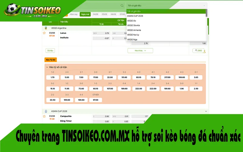Chuyên trang TINSOIKEO.COM.MX hỗ trợ soi kèo bóng đá chuẩn xác Chuyên trang TINSOIKEO.COM.MX hỗ trợ soi kèo bóng đá chuẩn xác
